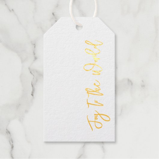 世界への喜びエレガント金ゴールド応援 ギフトタグ (正面)