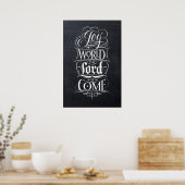 世界への喜びクリスチャンのクリスマスブラックチョーク ポスター (キッチン)