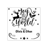 世界への喜びクリスマスカップルラベル ラバースタンプ (インプリント)