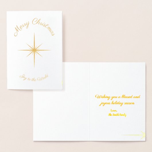 世界への喜びクリスマスフォトグリーティング 箔カード (ディスプレー)