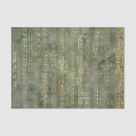 世界への喜びクリスマス金ゴールドの音楽の分離 薄葉紙 (正面)