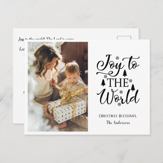 世界への喜びクリスマス・キャロル1枚の写真 シーズンポストカード (正面/裏面)