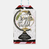 世界への喜びグローバルホリデーピンク&レッドパーティー ギフトタグ (正面)