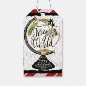 世界への喜びグローバルホリデーピンク&レッドパーティー ギフトタグ (裏面)