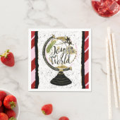 世界への喜びグローバルホリデーピンク&レッドパーティー スタンダードカクテルナプキン (インサイチュ)