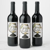 世界への喜びグローバルホリデーピンク&レッドパーティー ワインラベル (ボトル)