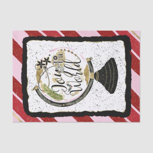 世界への喜びグローバルホリデーピンク&レッドパーティー 薄葉紙 (正面)