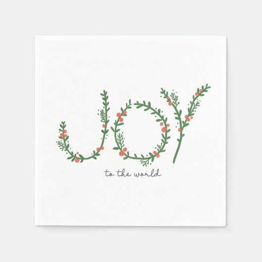 世界への喜びシンプルかわいいクリスマスナプキン スタンダードカクテルナプキン (正面)