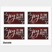 世界への喜びタイポグラフィと雪片 長方形シール (シート)