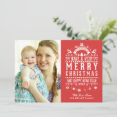 世界への喜びタイポグラフィメリークリスマスフォト シーズンカード (スタンド正面)