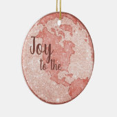 世界への喜びバラ金ゴールドグリッターピンククリスマス セラミックオーナメント (右)