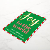世界への喜びフェスティバルクリスマスペパーミント 箔シーズンカード (回転した状態)