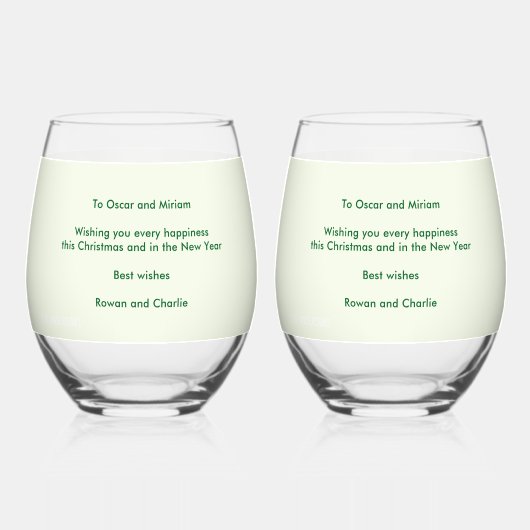 世界への喜びフェスティバルパーソナライズされたクリスマス ステムなしワイングラス (裏面)