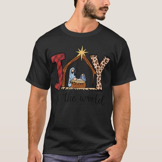 世界への喜びベビーイエス・イン・ザ・マンガー・クリスマ Tシャツ (正面)