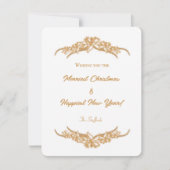 世界への喜びポインセチア金ゴールドクリスマスカード 招待状 (正面)