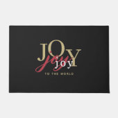 世界への喜びモダンタイポグラフィクリスマス ドアマット (正面)