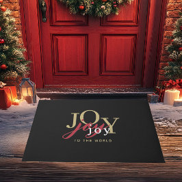 世界への喜びモダンタイポグラフィクリスマス ドアマット