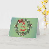 世界への喜びリースクリスマスホリデーカード カード (黄色い花)