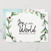 世界への喜びリース写真クリスマスカード シーズンカード (正面/裏面)