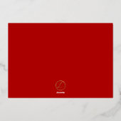 世界への喜びレッドポインセチアのクリスマスカード 箔招待状 (裏面)