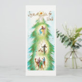 世界への喜びレトロエンジェル出生クリスマス シーズンカード (スタンド正面)