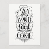 世界への喜び主クリスマス来のレタリング シーズンポストカード (正面)