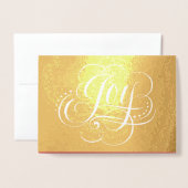 世界への喜び写真実在カスタマイズのクリスマス 箔カード (封筒付き正面)