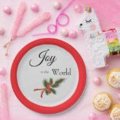 世界への喜び宗教的な赤いホリークリスマス ペーパープレート (パーティー)