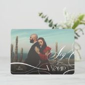 世界への喜び宗教的エレガントなクリスマスの写真 シーズンカード (スタンド正面)