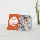 世界への喜び引用文オレンジメリークリスマス シーズンカード (正面)