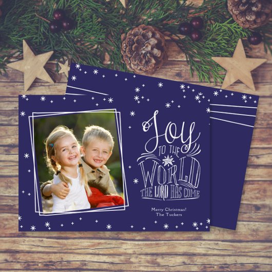 世界への喜び手書き写真クリスマスカード シーズンカード