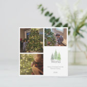 世界への喜び松クリスマスツリー3写真 シーズンカード (スタンド正面)