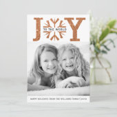 世界への喜び銅の雪の結晶クリスマス シーズンカード (スタンド正面)