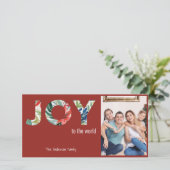 世界への喜び1フォトレッドクリスマスカーモダンド シーズンカード (スタンド正面)