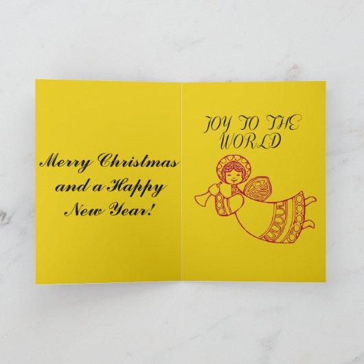 世界への喜び3枚の写真黄色の背景 シーズンカード (内部)