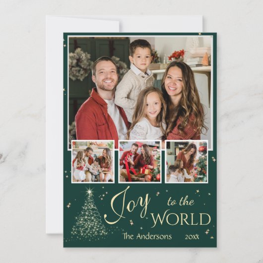世界への喜び4フォトコラージュかわいいクリスマス シーズンカード (正面)