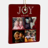 世界への喜び4枚の写真パーソナライズされた赤 セラミックオーナメント (右)