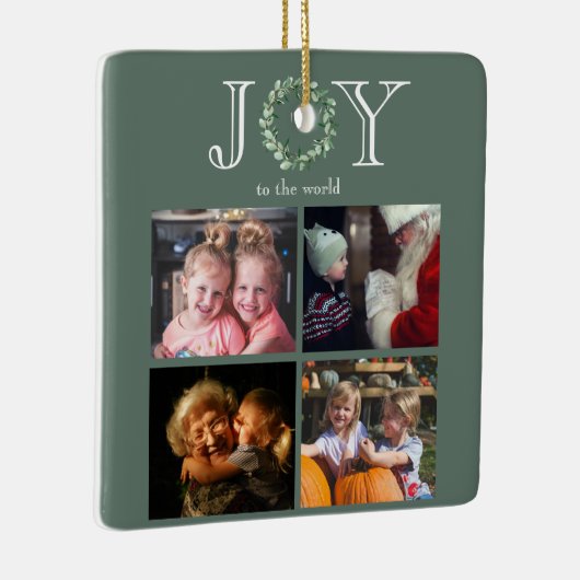 世界への喜び4枚の写真パーソナライズされた セラミックオーナメント (右)