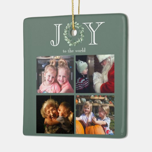 世界への喜び4枚の写真パーソナライズされた セラミックオーナメント (左)