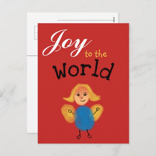 世界への喜び。お子様の指紋認証アートの追加 シーズンポストカード (正面/裏面)