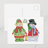 世界への喜び – かわいいクリスマス雪だるま シーズンポストカード (正面/裏面)