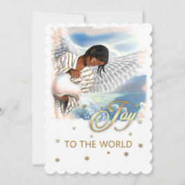 世界への喜び。アフリカ系アメリカ人エンジェルクリスマス シーズンカード