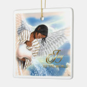 世界への喜び。アフリカ系アメリカ人エンジェルクリスマス セラミックオーナメント (左)