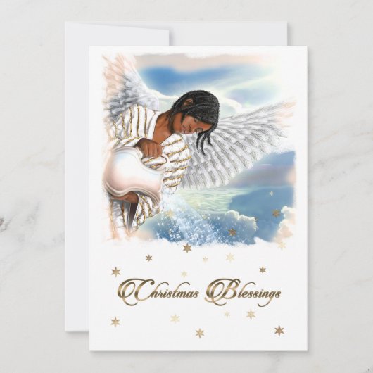 世界への喜び。アフリカ系アメリカ人エンジェル シーズンカード (正面)