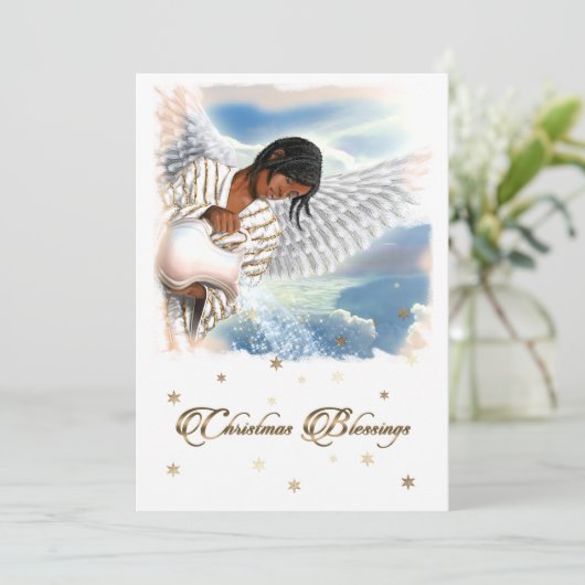 世界への喜び。アフリカ系アメリカ人エンジェル シーズンカード (スタンド正面)