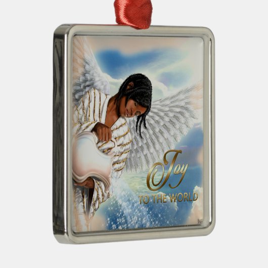 世界への喜び。アフリカ系アメリカ人エンジェル メタルオーナメント (右)