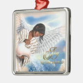 世界への喜び。アフリカ系アメリカ人エンジェル メタルオーナメント (左)
