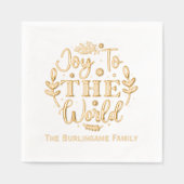 「世界への喜び」クリスマスファミリー名 箔ナプキン (正面)