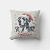 世界への喜び – グレートデーンクリスマスホリデー クッション (正面)