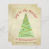 世界への喜び!シンプルの水の色クリスマスツリー シーズンカード (正面/裏面)